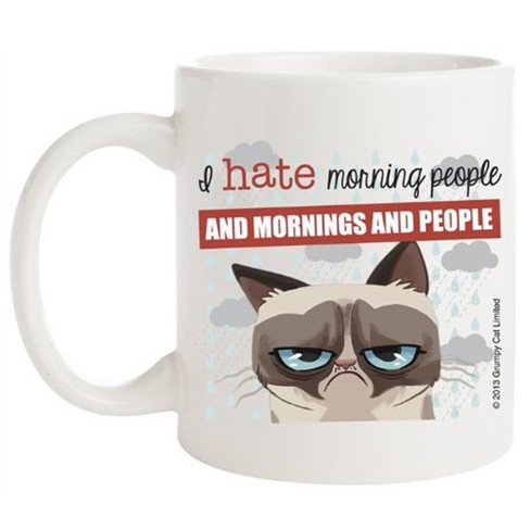 HGC13148 " GOOD MORNING  NO SUCH THING" Details about   Ganz Grumpy Cat 16 oz Latte Mug 