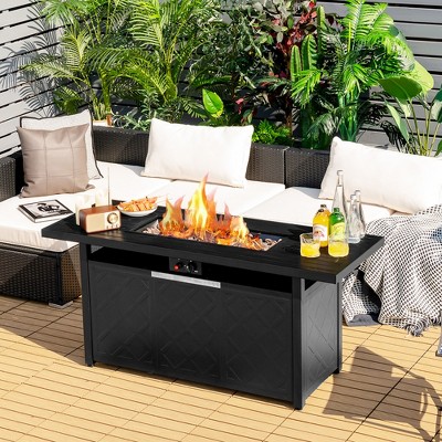 57'' Black Steel Rectangular Gas Fire Pit Table