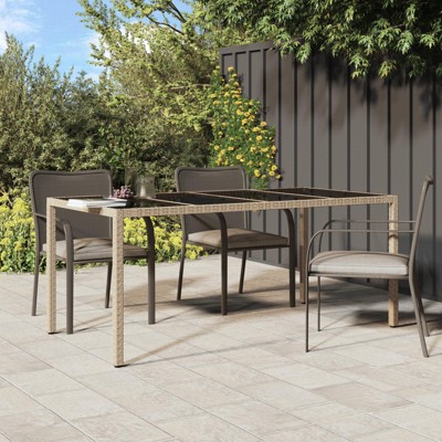 vidaXL Garden Dining Table White 74.8x35.4x29.5 in Poly Rattan