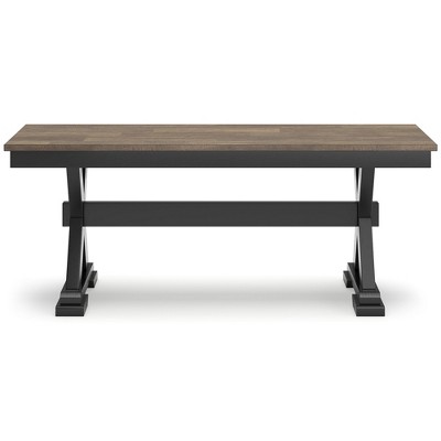 Wildenauer 48" Black and Brown Wood Dining Bench