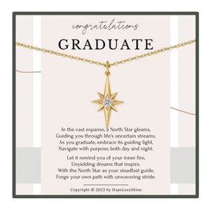HOPE LOVE SHINE Graduation Necklace – North Star Jewelry Gift for Her, College or High School Graduate Gold or Silver - 1 of 4
