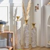 Angel Sar Handmade Ornate Metal Floor Vase, Gold Relief Medallion, Large Tall Flower Vase(Set Of 3) - 2 of 4