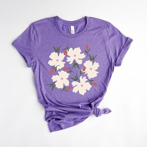 Simply Sage Market Women's Pink Flowers and Buds Short Sleeve Graphic Tee - 1 of 4