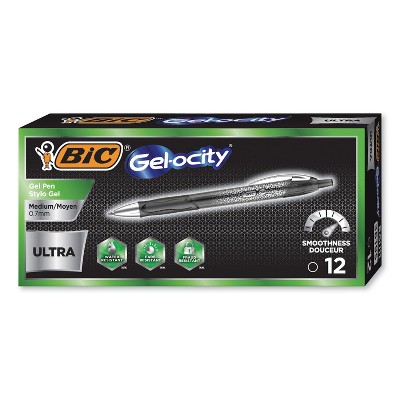 BIC Ultra Retractable Gel Pen Medium 0.7 mm Black Ink/BarrelStand RGU11BK