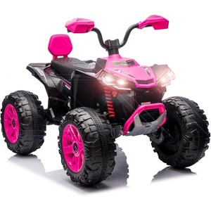 2-Seater Kids ATV Ride-On, 24V Electric Quad 4 Wheeler with 800W Motors, 7Ah Battery, Bluetooth, MP3, USB, Spring Suspension, Knee Pads - 1 of 4