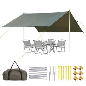 Beach Tent, Sun Shelter with Sand Pegs, Stability Poles, Beach Umbrella with Portable Carry Bag - 1 of 4