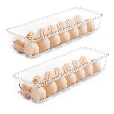 LunaLulinlk Refrigerator Egg Storage Containers, 2-Pack Egg Holders, Stackable Trays Hold 14 Eggs