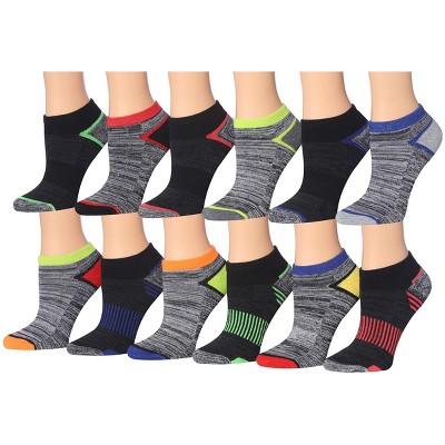 Tipi Toe Kids Boys 12 Pairs Athletic Sports Performance Space Dye Accents Colorful Patterned Low Cut Socks