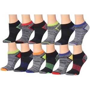 Tipi Toe Kids Boys 12 Pairs Athletic Sports Performance Space Dye Accents Colorful Patterned Low Cut Socks - 1 of 1