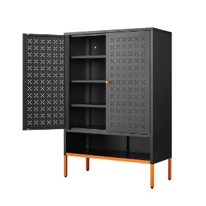 Vynxaria Double-Sided Mesh Door Shoe Cabinet: Movable Partitions, Robot Vacuum Access, Moisture-Proof & Anti-Seismic for Living Room - 1 of 4