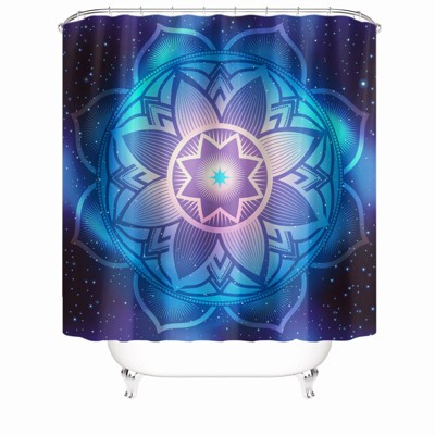Lotus Shape Pattern Shower Curtains for Bathroom Waterproof Fabric Bath Curtain Durable Soft Stylish Bathroom Decor 72x72 Inch