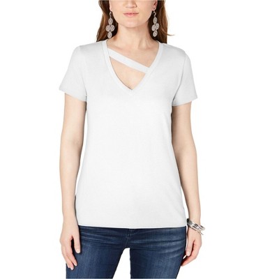 I.N.C International Concepts Womens Solid Basic T-Shirt, White, X-Large