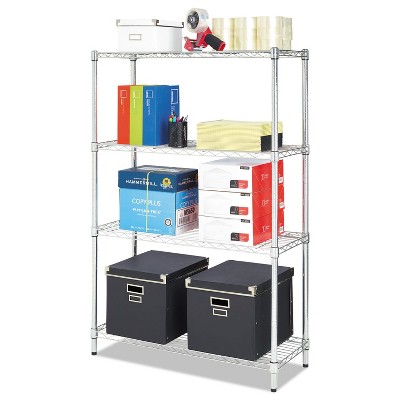 Alera Residential Wire Shelving Four-Shelf 36w x 14d x 54h Silver SW843614SR