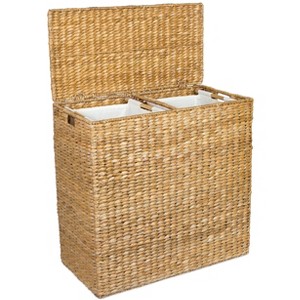 BirdRock Home Seagrass Oversized Divided Hamper with Liners - Honey - 1 of 4