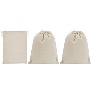 Unique Bargains Cotton Linen Money Sacks Bag Gift Bag with Drawstring 3 Pcs - 1 of 4