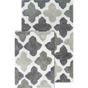 Alloy Moroccan Tiles 2 Piece Bath Rug Set Gray - Chesapeake Merchandising Inc.