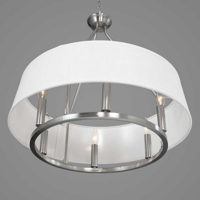 Cherish 6-Light Brushed Nickel Chandelier with White Linen Shade