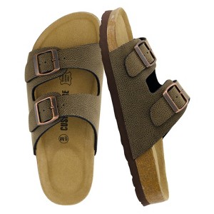 CUSHIONAIRE Lane Cork Footbed Sandals for Women –Comfortable Double Buckle Slip-On with Genuine Suede Footbed & Arch Support Slides for Women Footwear - 1 of 4