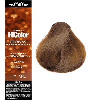 L'oreal Tecnique HiColor Browns for Dark Hair Only (#H3 SOFT BROWN) Loreal HighColor Permanent Dye High Color