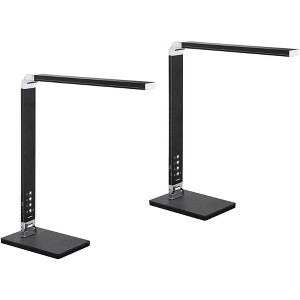 360 Lighting Jett 16 1/2" High Small Modern Desk Lamps Set of 2 USB Port Night Light LED Black Metal Home Office Living Room Charging Bedroom Bedside - 1 of 4