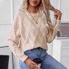 Sweaters for Women Crewneck Long Sleeve Cable Knit Solid Warm Pullover Sweater Tops - 4 of 4