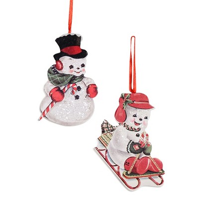 Christmas 4.0" Playful Snowman Ornaments S/2 Dummy Boards Snowmen  -  Tree Ornaments