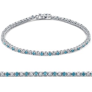 Pompeii3 1 1/2ct Blue and White Diamond Tennis Bracelet 14K White Gold - 1 of 3