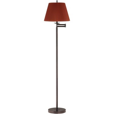 360 Lighting 60" High Rust Brown Pleated Shade Swing Arm Floor Lamp