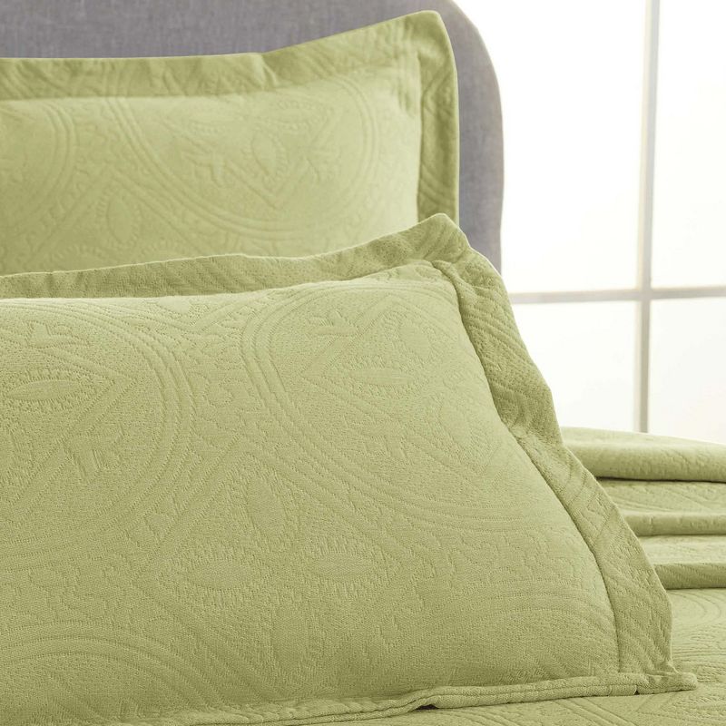 Celtic Textured Jacquard Matelass Scalloped Bedspread Set by Blue Nile Mills, 2 of 8