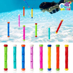 Joyfy 8 Pcs Diving Sticks Pool Toys, Underwater Adventure Diving Toys, Colorful Swimming Toy Sinking Throwing Sticks for Kids Summer Fun Pool Games - 1 of 4