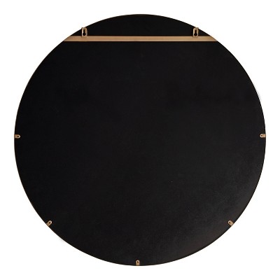 Gold Geometric Round Metal Vanity Wall Mirror, 30" Diameter