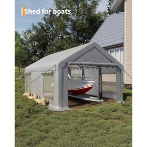 12x20 FT Heavy Duty Carport Canopy with Roll-Up Doors & Mesh Windows, UV Resistant Waterproof Tarp, Portable Garage Shelter for Car, Truck, Boat - 1 of 4