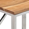 vidaXL Console Table Silver Stainless Steel and Solid Wood Acacia - 4 of 4