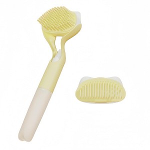 BABYYER 2-in-1 Dog Bath Brush and Grooming Brush, Silicone Massage Scrubber and Self-Cleaning Comb with Shampoo Dispenser for Small Pets - 1 of 4