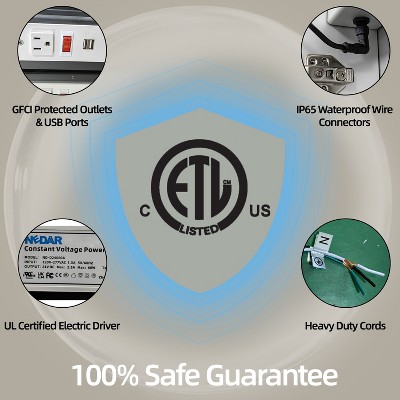 36'' x 36'' Silver Aluminum LED Medicine Cabinet with Mirror