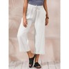 ECUPPER Womens Linen Cropped Pants Loose Casual Capri Cotton Wide Leg Plus Size Elastic Waist with Drawstring Trouses - 2 of 4