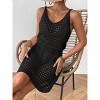 Summer Crochet Hollow Out Knit Beach Bathing Suit Swim Cover Ups Cruise Outfits Vacation Dresses for Women - 4 of 4