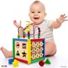 Wooden Activity Cube with Bead Maze, Shape Sorter, Abacus Counting Beads, Counting Numbers, Sliding Shapes - 5  in 1 - Play22Usa - 3 of 4