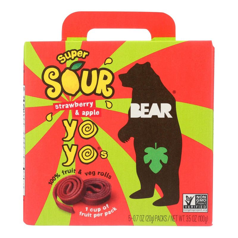 Bear Super Sour Strawberry & Apple Yo-Yo Fruit & Veg Rolls - Case of 6/3.5 oz, 2 of 6