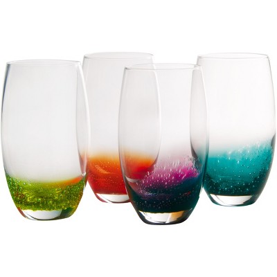 Photo 1 of Artland Fizzy Assorted Color 21 Ounce Highball Bar Glass, Set of 4