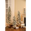 LuxenHome Set of 3 Christmas Trees, Flocked Slim Christmas Tree Prelit, (5-Ft, 4-Ft, 3-Ft) Green - 2 of 4