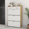TROPOW Shoe Cabinet with 3 Flip Drawers for Entryway, Shoe Rack Storage Cabinet with 2 Drawers, Shoe Cabinet Organizer for Entrance Hallway,White - 2 of 4