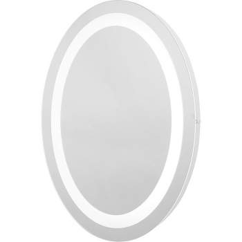Progress Lighting Captarent 1-Light Oval LED Illuminated Mirror, White, Frosted Shade