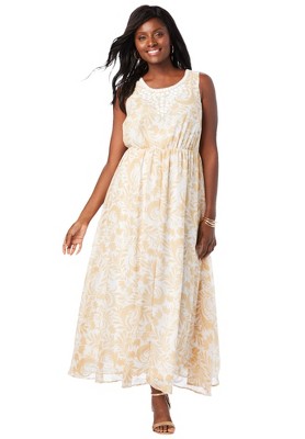 Jessica London Women's Plus Size Embellished Maxi Dress, 24 W - Camel ...