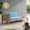 2pk Oana Outdoor Acacia Wood Left Arm Loveseat & Coffee Table with Cushion Teak/Blue - Christopher Knight Home: Transitional Patio Set - 4 of 4