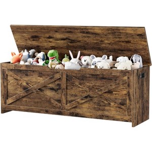 Acekool 47" Storage Chest Bench with Safety Hinge, Large Wooden Toy Box Organizer for Bedroom or Entryway - 1 of 4