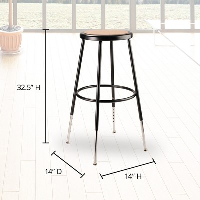 Adjustable Black Steel Stool with Round Seat, 32.5"