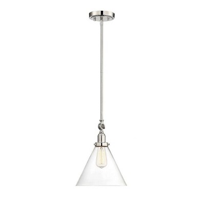 Polished Nickel Adjustable Glass Pendant Light