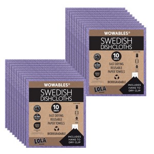 LOLA Swedish Dishcloths 20 Pk Biodegradable Reusable Paper Towels Absorbent Cellulose Kitchen Sponge Cloths Zero Waste Odor Free, Made in Germany - 1 of 4