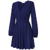 Coolmee Women's Dresses Wrap V-Neck Casual Ruffle Long Sleeve A-Line Mini Dress - 3 of 4